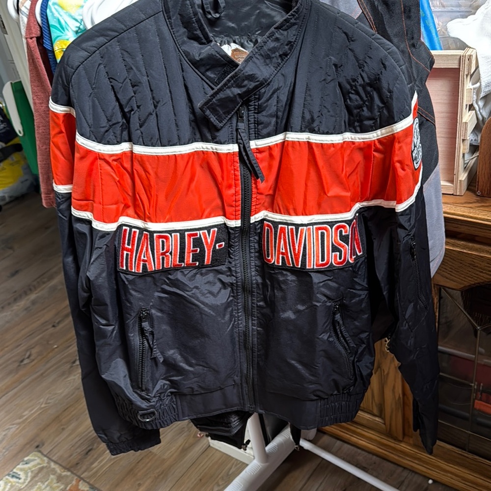 Harley-Davidson Black and Orange Men's Jacket